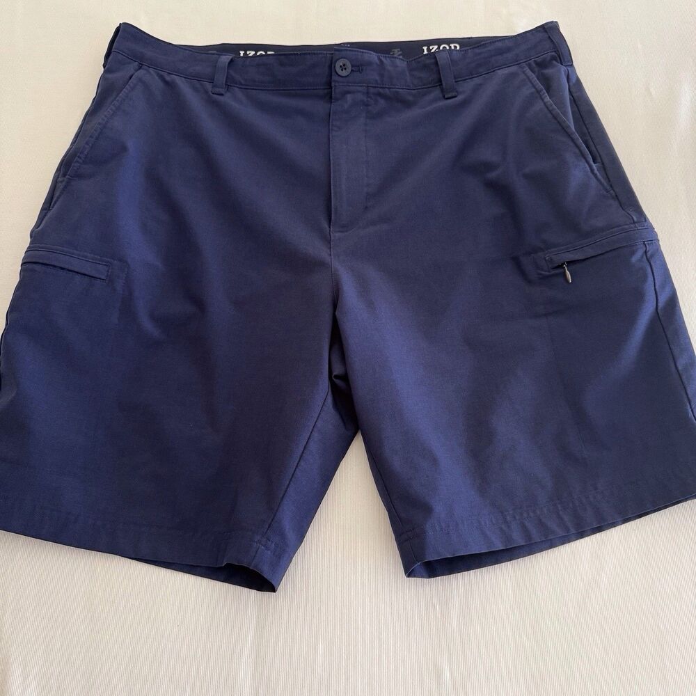IZOD Golf Shorts Mens‎ Solid Flat Front  Navy Size 40 Performance Stretch Flex